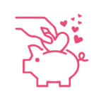 Icon of a Pink Piggy Bank with Hearts