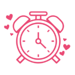 Pink Clock Icon with Hearts
